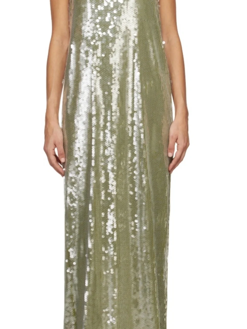STAUD Olive Green Dress with Red Logo Tag - Picture 3 of 7